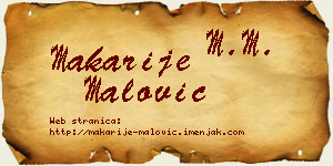 Makarije Malović vizit kartica